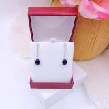 4.95 Carat (ctw) 10K White Gold Pear Lab Created Blue Sapphire & Round White Diamond Ladies Dangling Drop Earrings