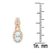 1.05 Carat (ctw) 10K Rose Gold Oval Cut Aquamarine & Round White Diamond Ladies Halo Style Dangling Drop Earrings 1 CT