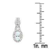 1.05 Carat (ctw) 10K White Gold Oval Cut Aquamarine & Round White Diamond Ladies Halo Style Dangling Drop Earrings 1 CT