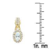1.05 Carat (ctw) 10K Yellow Gold Oval Cut Aquamarine & Round White Diamond Ladies Halo Style Dangling Drop Earrings 1 CT