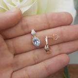 1.05 Carat (ctw) 14K Rose Gold Oval Cut Aquamarine & Round White Diamond Ladies Halo Style Dangling Drop Earrings 1 CT