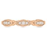 0.10 Carat (ctw) 14K Rose Gold Round White Diamond Ladies Vintage Style Milgrain Stackable Wedding Band 1/10 CT
