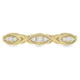 0.10 Carat (ctw) 14K Yellow Gold Round White Diamond Ladies Vintage Style Milgrain Stackable Wedding Band 1/10 CT