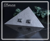 0.10 Carat (ctw) Black Rhodium Plated 18K White Gold Round Diamond Micro Pave Square Shape Hip Hop Iced Stud Earrings 1/10 CT