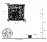 0.10 Carat (ctw) Black Rhodium Plated 18K White Gold Round Diamond Micro Pave Square Shape Hip Hop Iced Stud Earrings 1/10 CT