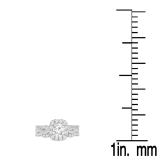 1.30 Carat (ctw) 14K White Gold Round Cut White Diamond Ladies Swirl Bridal Split Shank Halo Engagement Ring With Matching Band Set