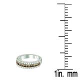 0.95 Carat (ctw) 10K White Gold Round Champagne & White Diamond Ladies Anniversary Wedding Band 1 CT