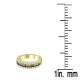 0.95 Carat (ctw) 10K Yellow Gold Round Champagne & White Diamond Ladies Anniversary Wedding Band 1 CT