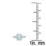 1.60 Carat (ctw) 14K White Gold Cushion Aquamarine & Round White Diamond Ladies Split Shank Halo Style Bridal Engagement Ring