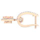 1.75 Carat (ctw) 14K Rose Gold Cushion Cut Morganite & Round Cut White Diamond Ladies Dangling Drop Earrings