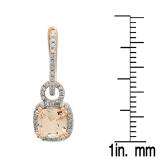 1.75 Carat (ctw) 14K Rose Gold Cushion Cut Morganite & Round Cut White Diamond Ladies Dangling Drop Earrings