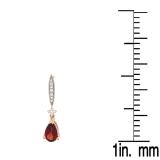 2.30 Carat (ctw) 10K Rose Gold Pear Cut Garnet & Round Cut White Diamond Ladies Dangling Drop Earrings
