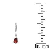 2.30 Carat (ctw) 18K White Gold Pear Cut Garnet & Round Cut White Diamond Ladies Dangling Drop Earrings