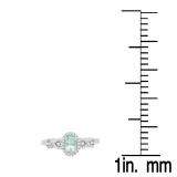 0.70 Carat (ctw) 10K White Gold Oval Cut Aquamarine & Round Cut White Diamond Ladies Bridal Halo Engagement Ring 3/4 CT