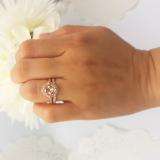 2.10 Carat (ctw) 10K Rose Gold Cushion Cut Morganite & Round Cut White Diamond Ladies Bridal Vintage Style Engagement Ring With Matching Band Set