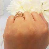 2.10 Carat (ctw) 14K Rose Gold Cushion Cut Morganite & Round Cut White Diamond Ladies Bridal Vintage Style Engagement Ring With Matching Band Set