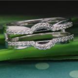 0.28 Carat (ctw) 10K White Gold Round Cut Diamond Ladies Anniversary Wedding Band Enhancer Guard Double Ring 1/4 CT