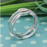 0.28 Carat (ctw) 10K White Gold Round Cut Diamond Ladies Anniversary Wedding Band Enhancer Guard Double Ring 1/4 CT