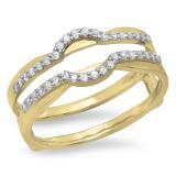 0.28 Carat (ctw) 10K Yellow Gold Round Cut Diamond Ladies Anniversary Wedding Band Enhancer Guard Double Ring 1/4 CT