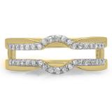 0.28 Carat (ctw) 10K Yellow Gold Round Cut Diamond Ladies Anniversary Wedding Band Enhancer Guard Double Ring 1/4 CT