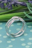 0.28 Carat (ctw) 14K White Gold Round Cut Diamond Ladies Anniversary Wedding Band Enhancer Guard Double Ring 1/4 CT