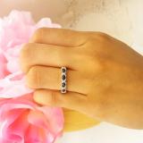 0.90 Carat (ctw) 10K Yellow Gold Marquise Cut Blue Sapphire & Round Cut White Diamond Ladies Vintage Style Swirl Stackable Anniversary Wedding Band