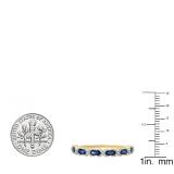 0.90 Carat (ctw) 14K Yellow Gold Marquise Cut Blue Sapphire & Round Cut White Diamond Ladies Vintage Style Swirl Stackable Anniversary Wedding Band