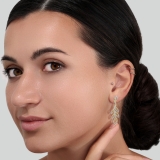 0.60 Carat (ctw) 10K Yellow Gold Round Cut White Diamond Ladies leaf drop shaped Earrings