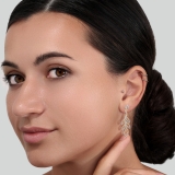 0.60 Carat (ctw) 14K Rose Gold Round Cut White Diamond Ladies leaf drop shaped Earrings