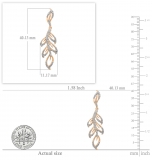 0.60 Carat (ctw) 14K Rose Gold Round Cut White Diamond Ladies leaf drop shaped Earrings