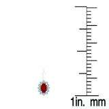 0.60 Carat (ctw) 18K White Gold Oval Cut Ruby & Round Cut White Diamond Ladies Flower Shape Cluster Fashion Dangling Drop Earrings