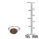 0.70 Carat (ctw) 14K White Gold Round Red Diamond Ladies Micropave Cluster Fashion Right Hand Ring 3/4 CT