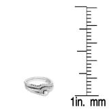 0.40 Carat (ctw) 10K White Gold Round & Baguette Cut White Diamond Ladies Swirl Engagement Ring With Matching Band Set