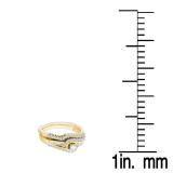 0.40 Carat (ctw) 10K Yellow Gold Round & Baguette Cut White Diamond Ladies Swirl Engagement Ring With Matching Band Set