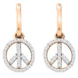 0.30 Carat (ctw) 14K Rose Gold Round White Diamond Ladies Micro Pave Peace Sign Drop Earrings 1/3 CT