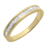 0.13 Carat (ctw) 10K Yellow Gold Baguette Cut White Diamond Ladies Anniversary Wedding Band Stackable Ring