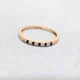 Round Blue Sapphire & White Diamond Alternate Stone Wedding Band for Women (0.06 ctw, Color I-J, Clarity I2-I3) in 10K Rose Gold