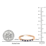 Round Blue Sapphire & White Diamond Alternate Stone Wedding Band for Women (0.06 ctw, Color I-J, Clarity I2-I3) in 10K Rose Gold