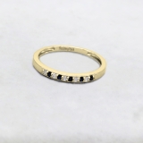 Round Blue Sapphire & White Diamond Alternate Stone Wedding Band for Women (0.06 ctw, Color I-J, Clarity I2-I3) in 10K Yellow Gold