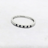 Round Blue Sapphire & White Diamond Alternate Stone Wedding Band for Women (0.06 ctw, Color I-J, Clarity I1-I2) in 14K White Gold