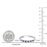 Round Blue Sapphire & White Diamond Alternate Stone Wedding Band for Women (0.06 ctw, Color I-J, Clarity I1-I2) in 14K White Gold