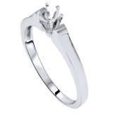 Sterling Silver Ladies Bridal 6 Prongs Semi Mount Engagement Ring