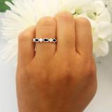 1.05 Carat (ctw) 14K White Gold Marquise Blue Sapphire And Round White Diamond Ladies Vintage Style Anniversary Wedding Band 1 CT