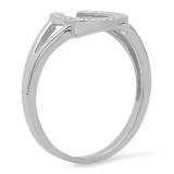 0.10 Carat (ctw) 10K White Gold Round White Diamond Right Hand Horse Shoe Ring 1/10 CT