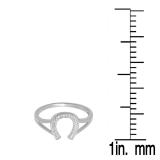 0.10 Carat (ctw) 10K White Gold Round White Diamond Right Hand Horse Shoe Ring 1/10 CT