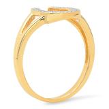 0.10 Carat (ctw) 18K Yellow Gold Round White Diamond Right Hand Horse Shoe Ring 1/10 CT