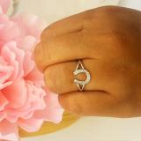 0.10 Carat (ctw) 18K Yellow Gold Round White Diamond Right Hand Horse Shoe Ring 1/10 CT