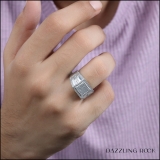 0.51 Carat (ctw) Sterling Silver Round White Diamond Men's Micro Pave Hip Hop Wedding Ring 1/2 CT