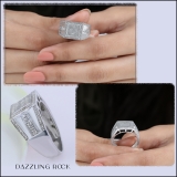 0.51 Carat (ctw) Sterling Silver Round White Diamond Men's Micro Pave Hip Hop Wedding Ring 1/2 CT
