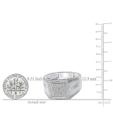 0.51 Carat (ctw) Sterling Silver Round White Diamond Men's Micro Pave Hip Hop Wedding Ring 1/2 CT
